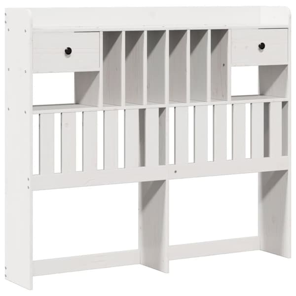 vidaXL Seng med bokhylle uten madrass hvit 135x190 cm heltre furu