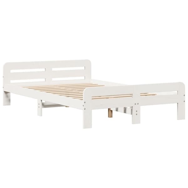 vidaXL Seng med bokhylle uten madrass hvit 135x190 cm heltre furu