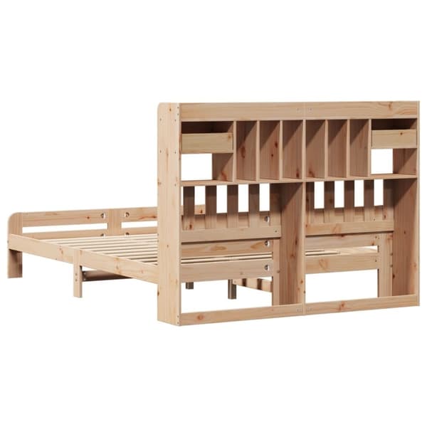 vidaXL Seng med bokhylle uten madrass 160x200 cm heltre furu