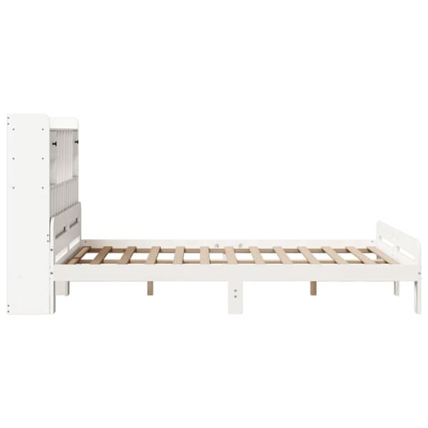 vidaXL Seng med bokhylle uten madrass hvit 140x200 cm heltre furu