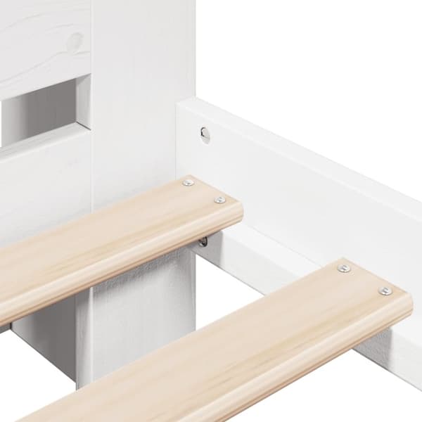 vidaXL Seng med bokhylle uten madrass hvit 140x200 cm heltre furu