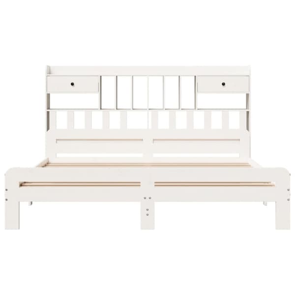 vidaXL seng med reol uden madras 200x200 cm massivt fyrretræ hvid