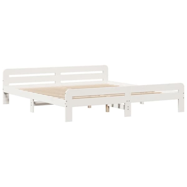 vidaXL seng med reol uden madras 200x200 cm massivt fyrretræ hvid