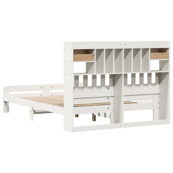 vidaXL Seng med bokhylle uten madrass hvit 150x200 cm heltre furu