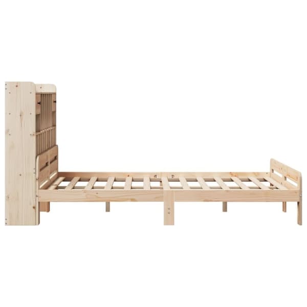 vidaXL Seng med bokhylle uten madrass 140x200 cm heltre furu