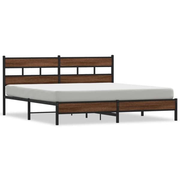 vidaXL sengeramme uden madras 193x203 cm metal brun egetræsfarve