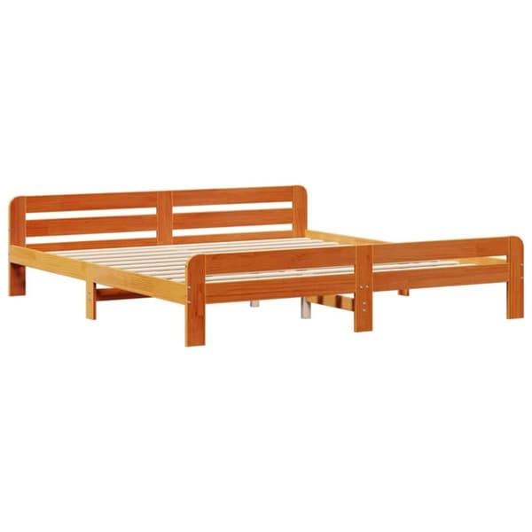 vidaXL Sänky kirjahyllyllä ei patjaa vahanrusk. 200x200 cm täysi mänty