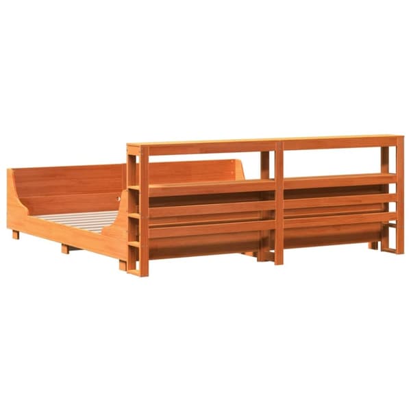 vidaXL Sengeramme uten madrass voksbrun 200x200 cm heltre furu