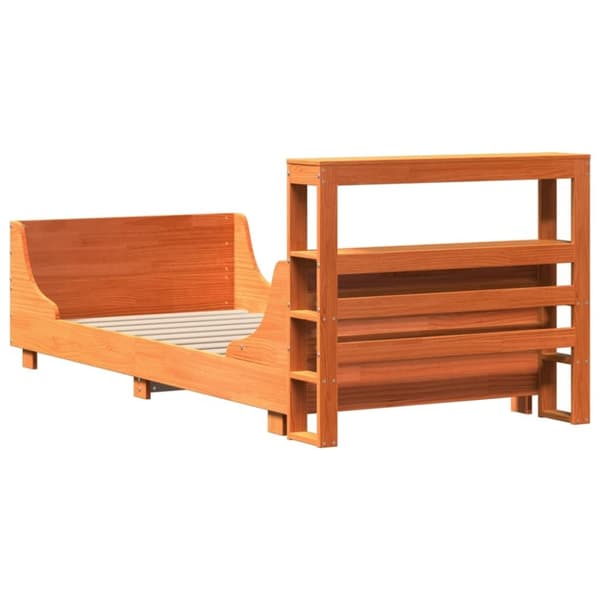 vidaXL Sengeramme uten madrass voksbrun 90x200 cm heltre furu