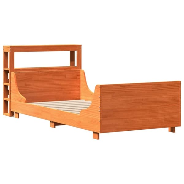 vidaXL Sängynrunko ilman patjaa vahanruskea 90x200 cm täysi mänty