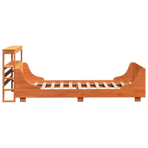 vidaXL Sängynrunko ilman patjaa vahanruskea 90x200 cm täysi mänty