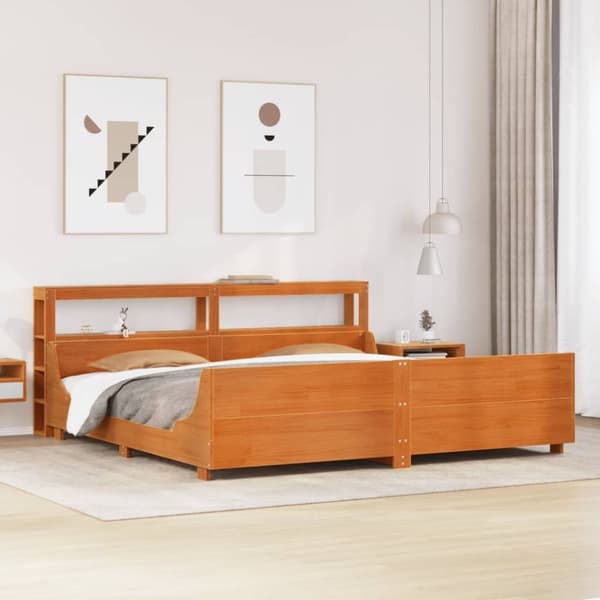 vidaXL Sengeramme uten madrass voksbrun 180x200 cm heltre furu