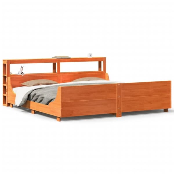 vidaXL Sengeramme uten madrass voksbrun 180x200 cm heltre furu