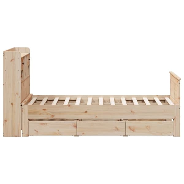 vidaXL Sänky kirjahyllyllä ilman patjaa 135x190 cm täysi mänty