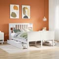 Miniatyrbilde 2 av 11: vidaXL Seng med bokhylle uten madrass hvit 140x190 cm heltre furu