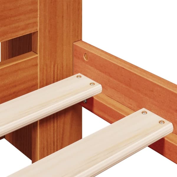 vidaXL Seng med bokhylle uten madrass voksbrun 120x190 cm heltre furu