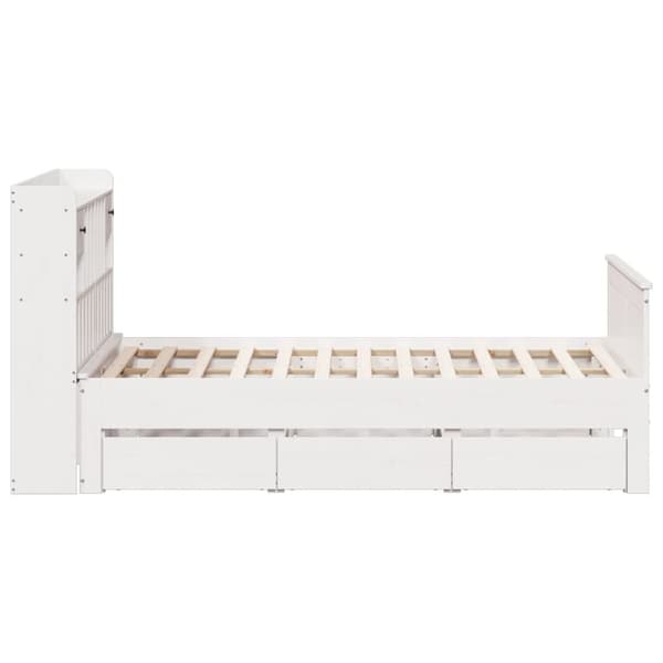 vidaXL Seng med bokhylle uten madrass hvit 160x200 cm heltre furu