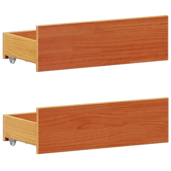vidaXL Seng med bokhylle uten madrass voksbrun 120x200 cm heltre furu