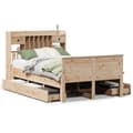 Miniatyrbilde 3 av 11: vidaXL Seng med bokhylle uten madrass 135x190 cm heltre furu