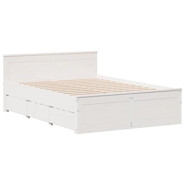vidaXL Seng med bokhylle uten madrass hvit 140x200 cm heltre furu