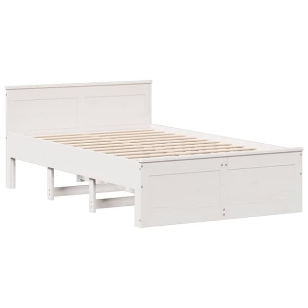 vidaXL Sänky kirjahyllyllä ei patjaa valkoinen 135x190 cm täysi mänty
