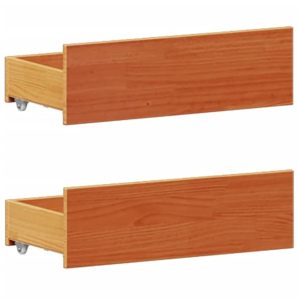 vidaXL Seng med bokhylle uten madrass voksbrun 120x190 cm heltre furu