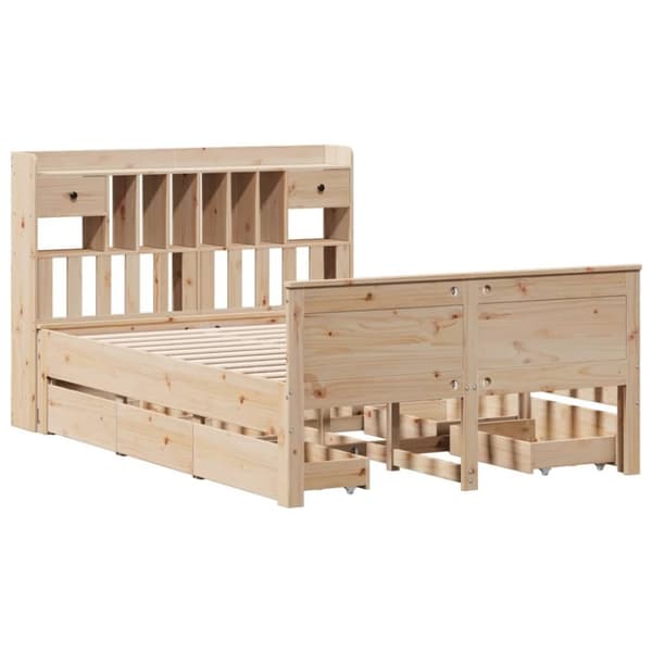 vidaXL Seng med bokhylle uten madrass 160x200 cm heltre furu