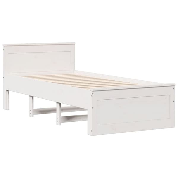 vidaXL Seng med bokhylle uten madrass hvit 100x200 cm heltre furu