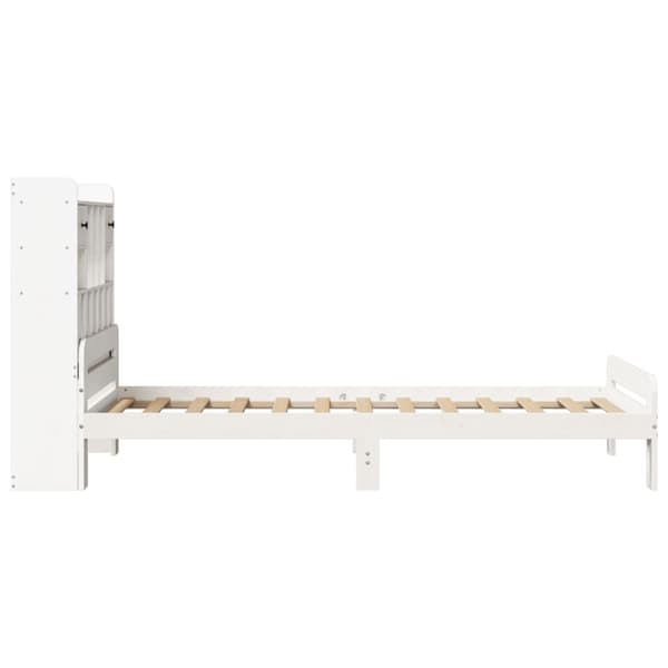 vidaXL Seng med bokhylle uten madrass hvit 75x190 cm heltre furu