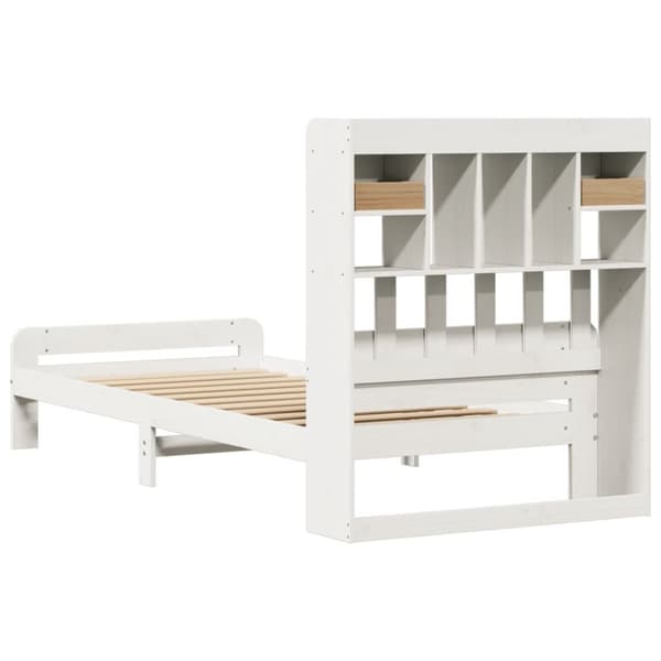 vidaXL Seng med bokhylle uten madrass hvit 75x190 cm heltre furu