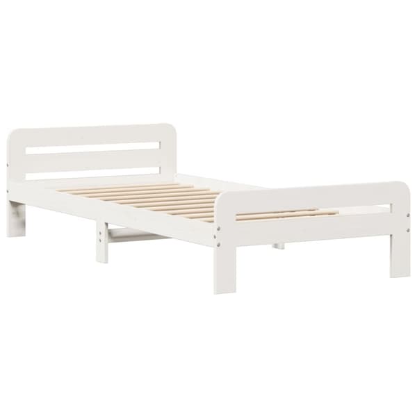 vidaXL Seng med bokhylle uten madrass hvit 75x190 cm heltre furu