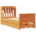 Miniatyrbilde 4 av 11: vidaXL Seng med bokhylle uten madrass voksbrun 90x190 cm heltre furu
