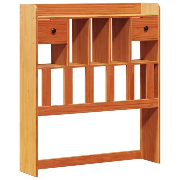 vidaXL Seng med bokhylle uten madrass voksbrun 90x190 cm heltre furu