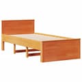 Miniatyrbilde 10 av 11: vidaXL Seng med bokhylle uten madrass voksbrun 90x190 cm heltre furu