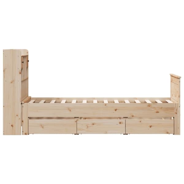 vidaXL Seng med bokhylle uten madrass 75x190 cm heltre furu