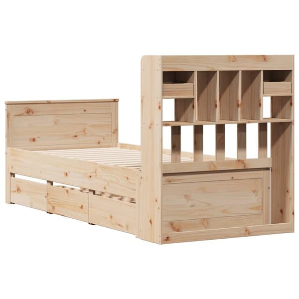 vidaXL Seng med bokhylle uten madrass 75x190 cm heltre furu