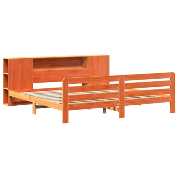 vidaXL Sengeramme uten madrass voksbrun 200x200 cm heltre furu