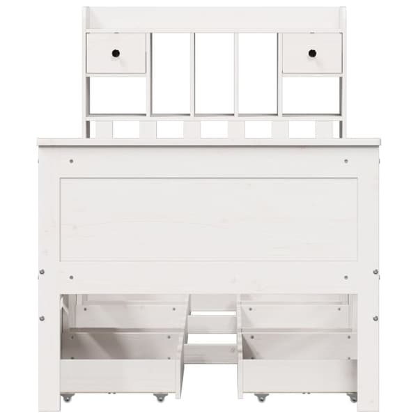 vidaXL Seng med bokhylle uten madrass hvit 75x190 cm heltre furu