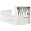 Miniatyrbilde 7 av 11: vidaXL Seng med bokhylle uten madrass hvit 75x190 cm heltre furu