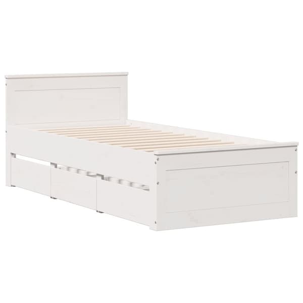 vidaXL Seng med bokhylle uten madrass hvit 75x190 cm heltre furu