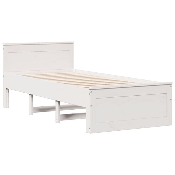 vidaXL Seng med bokhylle uten madrass hvit 75x190 cm heltre furu