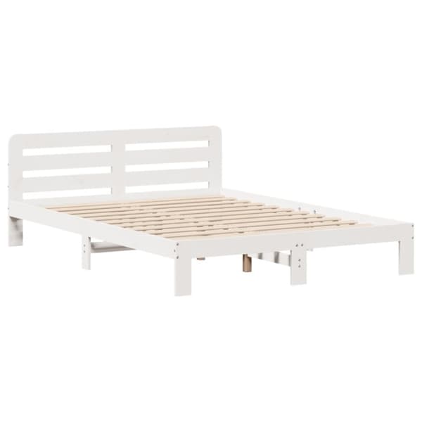 vidaXL sengeramme uden madras 140x190 cm massivt fyrretræ hvid