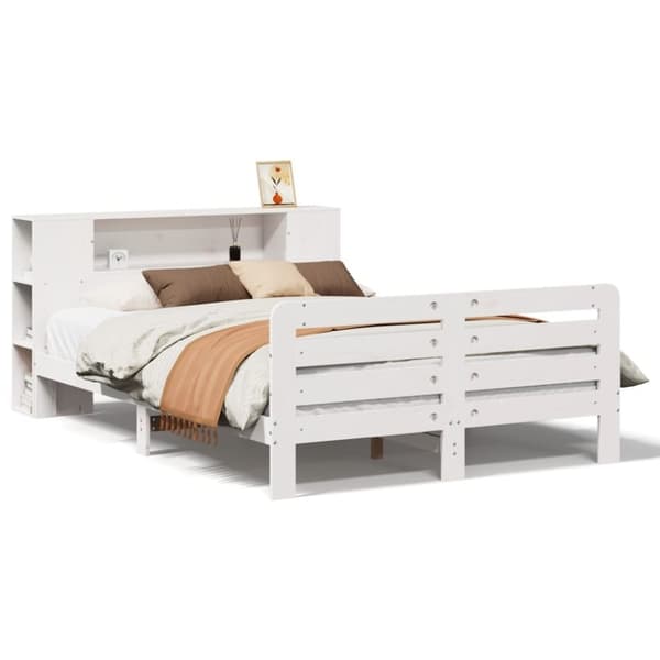 vidaXL sengeramme uden madras 140x190 cm massivt fyrretræ hvid