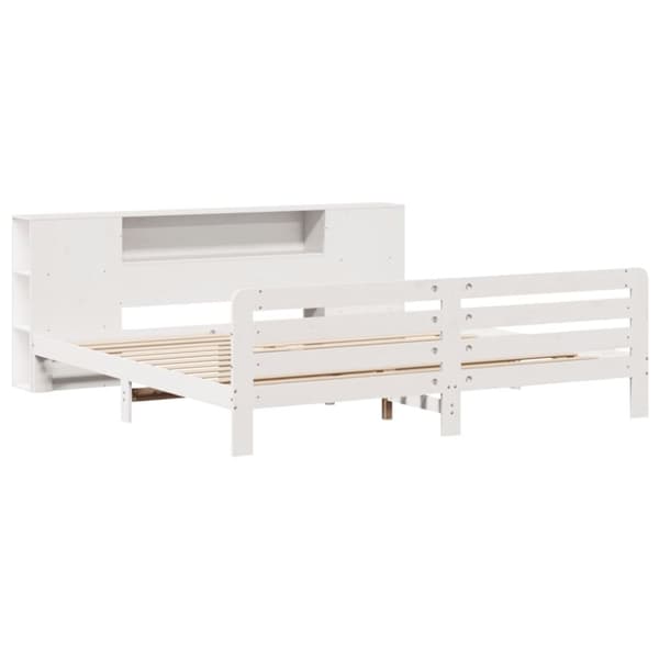 vidaXL sengeramme uden madras 200x200 cm massivt fyrretræ hvid