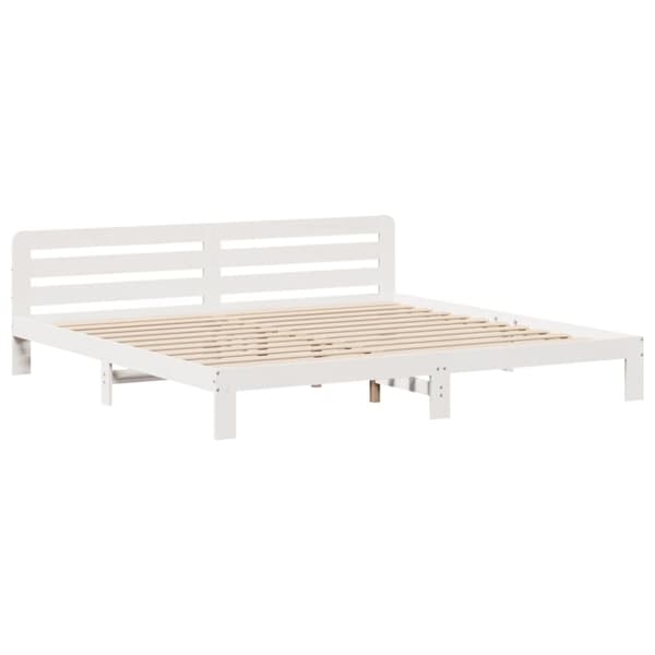 vidaXL sengeramme uden madras 200x200 cm massivt fyrretræ hvid