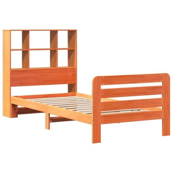 vidaXL Sengeramme uten madrass voksbrun 90x200 cm heltre furu