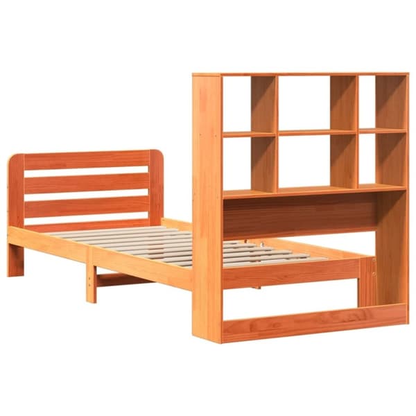 vidaXL Sengeramme uten madrass voksbrun 90x200 cm heltre furu