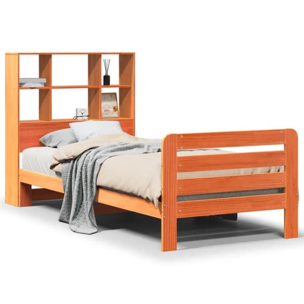 vidaXL Sengeramme uten madrass voksbrun 90x200 cm heltre furu