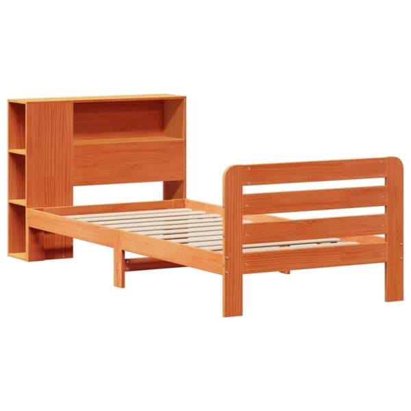 vidaXL Sängynrunko ilman patjaa vahanruskea 90x200 cm täysi mänty