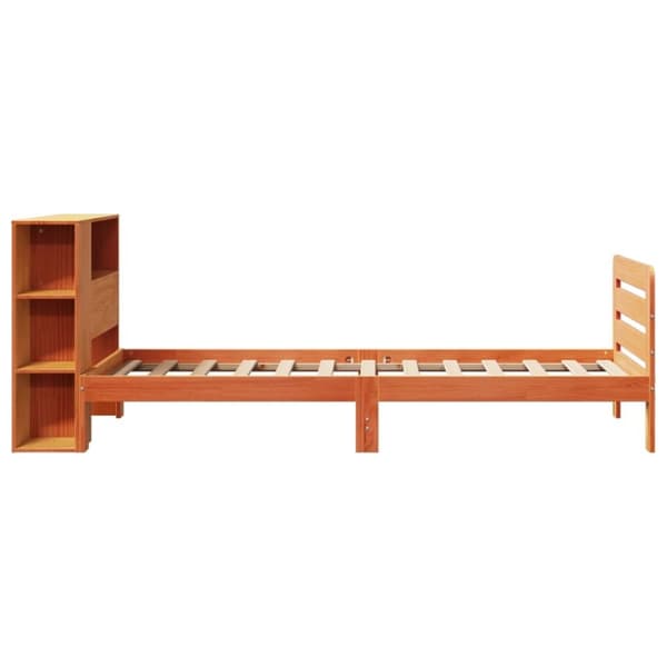 vidaXL Sängynrunko ilman patjaa vahanruskea 90x200 cm täysi mänty